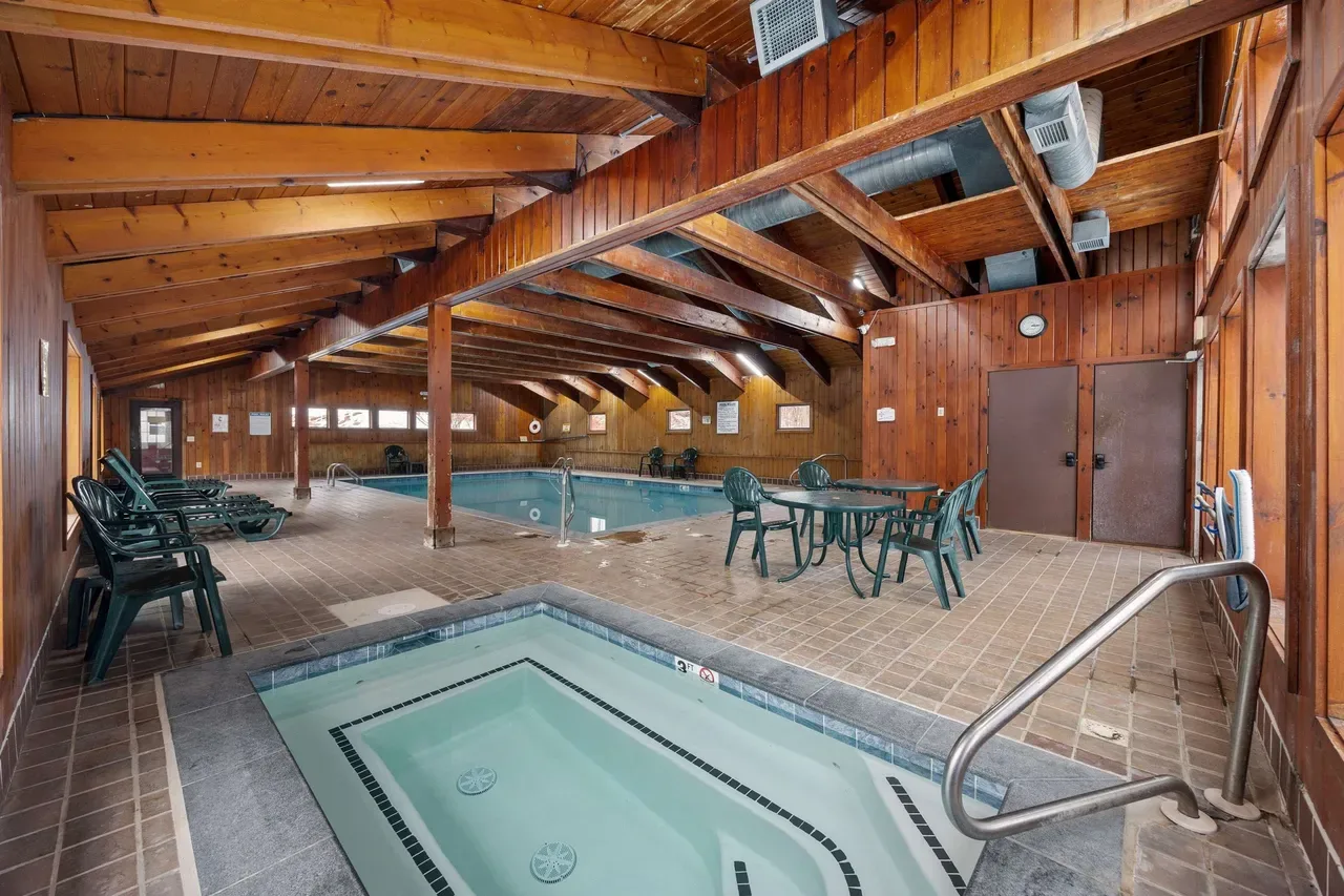 Newly renovated indoor hot tub at the clubhouse just steps away from the house.