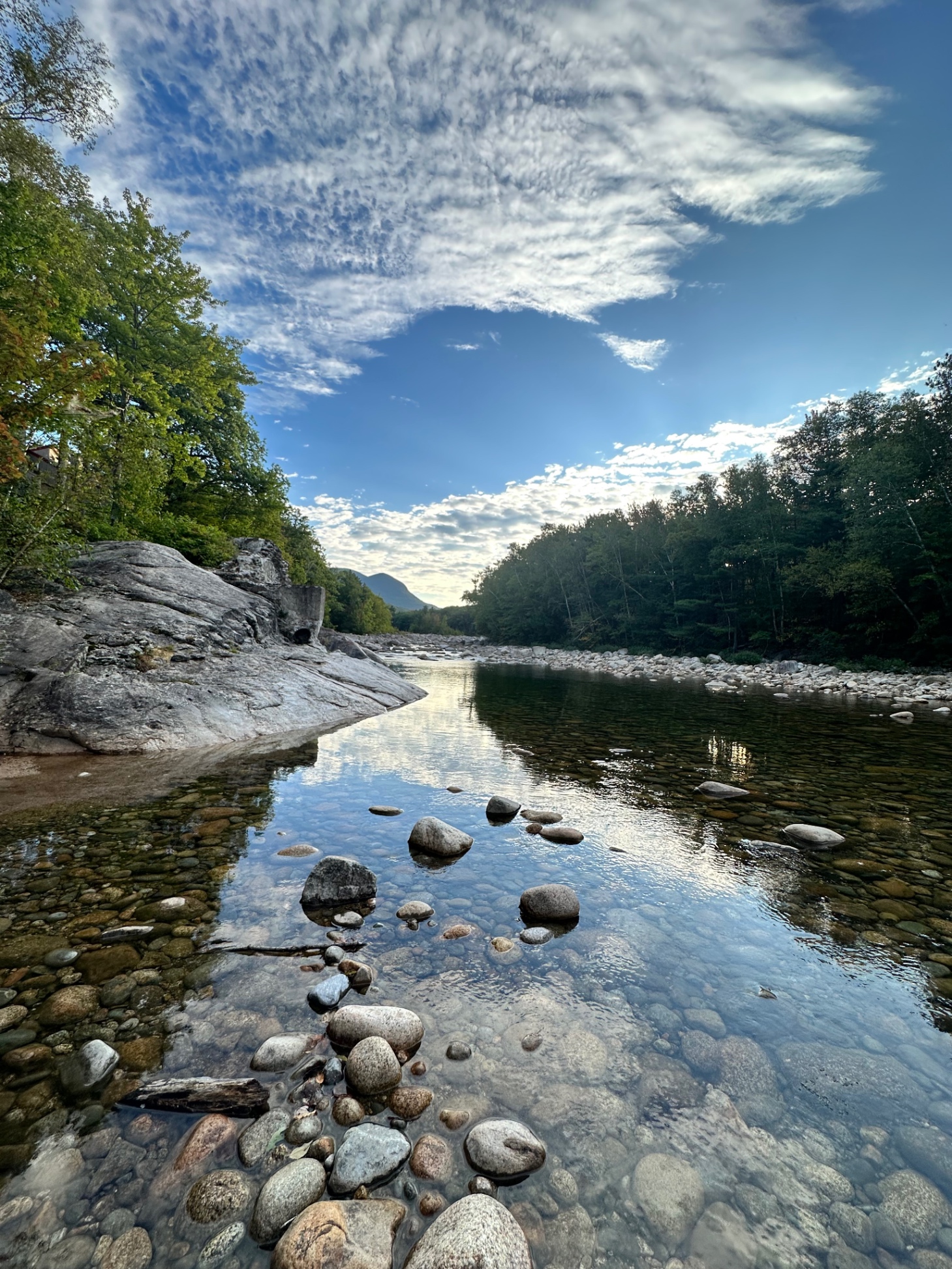 View upriver from beach behind home