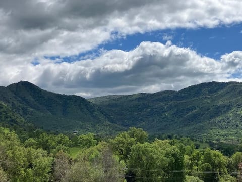 Enjoy a breathtaking view from the balcony, featuring majestic, lush green forests. The stunning landscape offers a serene and picturesque backdrop, perfect for relaxing with your morning coffee or an evening glass of wine.