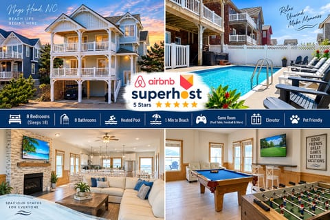 Cape Coral - MP 14.1 - Ocean Views - 1 Min to Beach - Golf Cart Included - Heated Saltwater Pool! - Hosted by BeachVacationsOBX