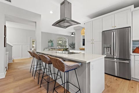 Spacious kitchen featuring two dishwasher, with open layout to formal dining area, breakfast nook and family area.