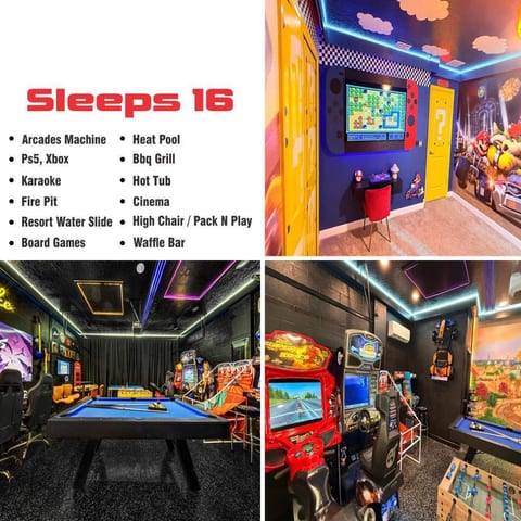 🎉 Game Room Paradise 🎮 Packed with karaoke 🎤, foosball ⚽, Xbox 🕹️, PS5 🎮, pool table 🎱, pin8g pong 🏓, and board games 🎲. Endless entertainment for kids, families and kids at heart.