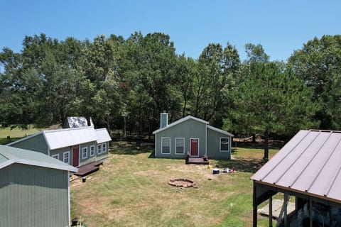 Bottom left is Liberty Hill Cabin, left is McKinney Cabin and Bonham Cabin in the middle.