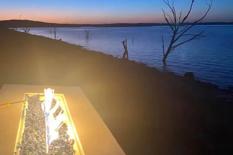 Fire table right on the beach.
