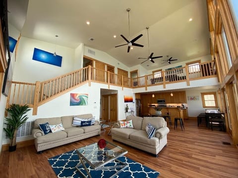 Balcony casino and two bedrooms on top floor.