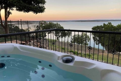 Hot tub with bluff top view.