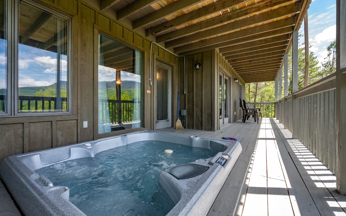 Hot tub set into deck