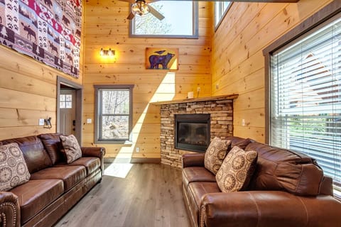 Living room with cozy gas fireplace.