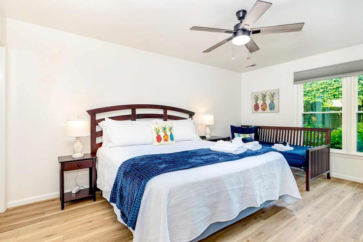 King bedroom with additional twin. 43” smart TV.