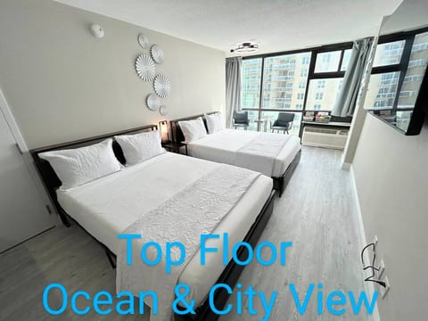Renovated! Oceanfront Top Floor with both Ocean & City View. Two comfortable queen size beds