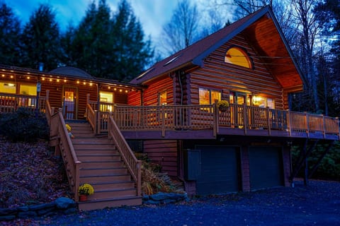 Cabin at dusk.