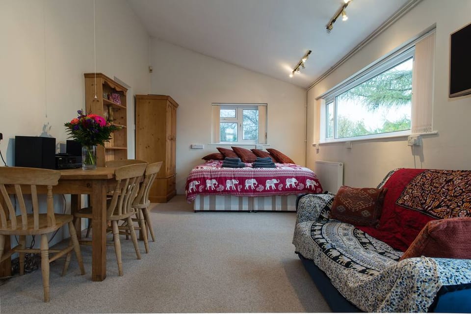 View of the studio bedroom and diner end.