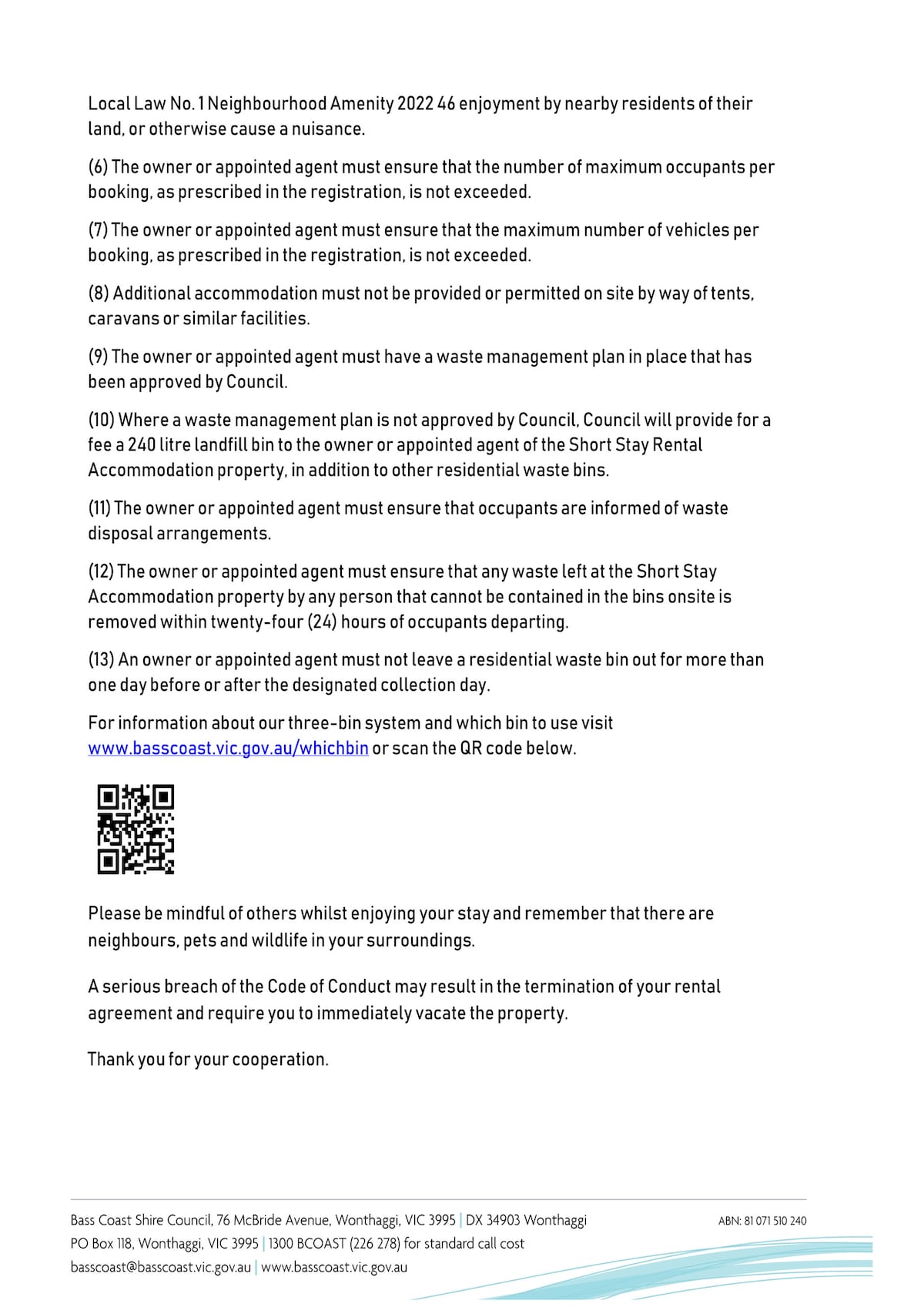 Eco Beach House: SSR Code of Conduct 2