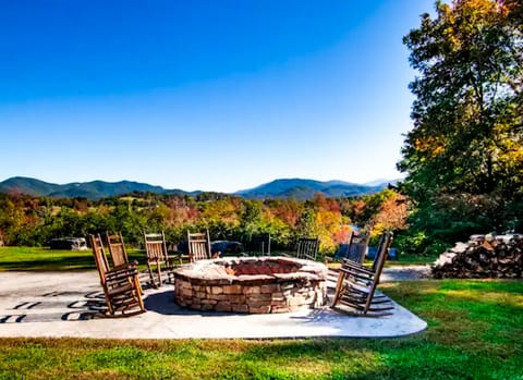 Community fire pit with a breath taking view of the great Smoky mountains 