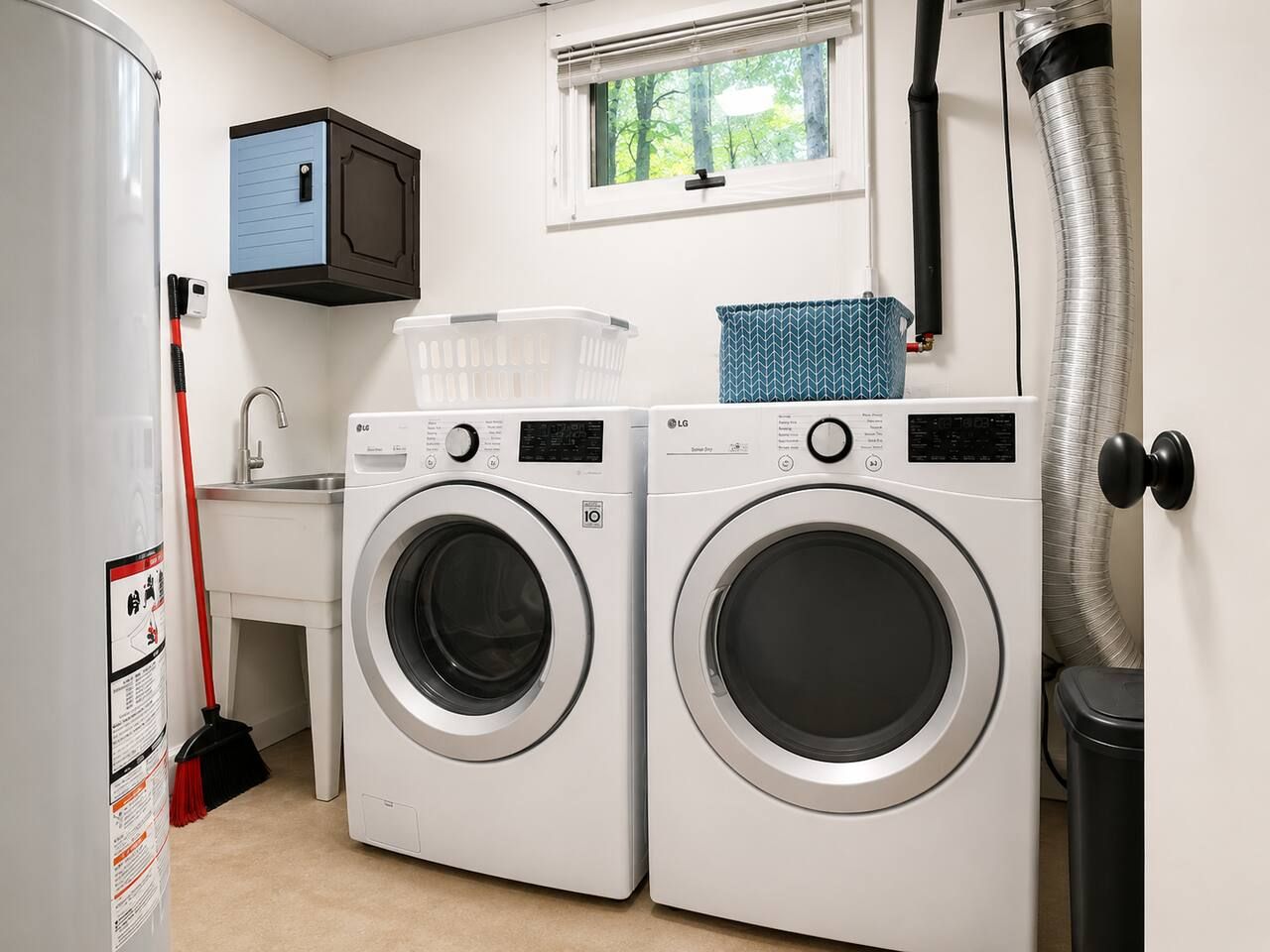 Full size LG Washer and dryer with detergent. 