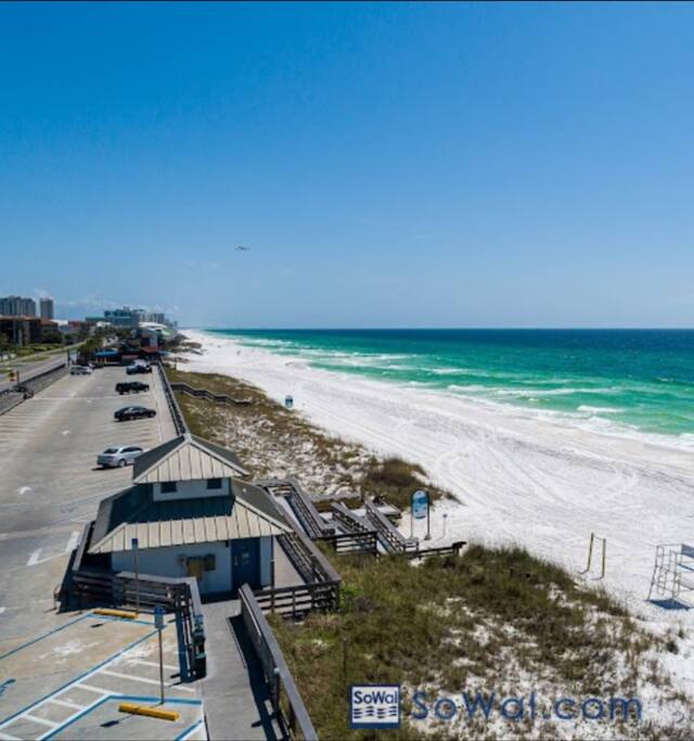 2396 Scenic Hwy 98 Miramar Beach Fl 32250 is the closest public beach access from the condo. It's 5 miles- 3 min drive.