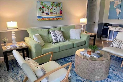 The comfortable living room includes a 55" Roku Smart TV with high-speed WIFI throughout the space.