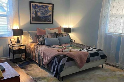 Alice's room includes a full-length mirror, a sound machine, a nightlight, clothes hangers, a luggage rack, a hamper, and plenty of storage for your belongings.