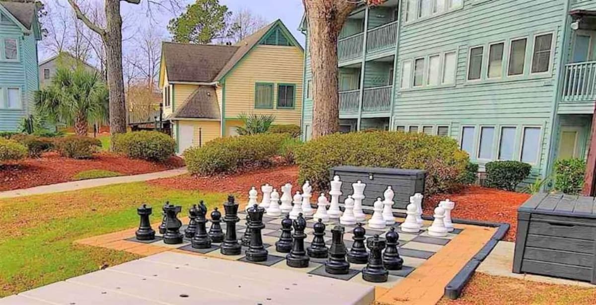 Checkmate! Challenge your friends and family to a game of giant chess or Jenga while enjoying the perfect weather and stunning views at our resort.