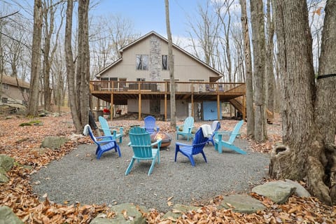 The expansive deck covers from front door to back porch.