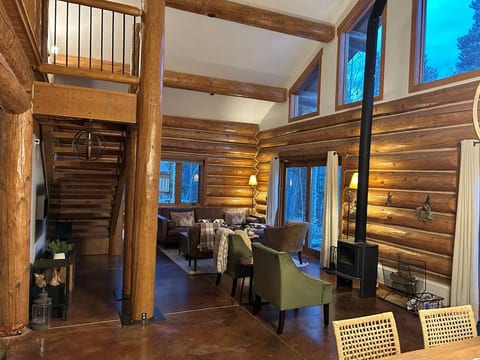 Living room and fireplace area.