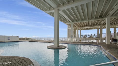 Outdoor pool that is partially shaded