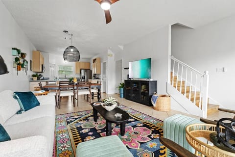 Smart TV to access all of your favorite shows. The sofa converts to a queen bed.