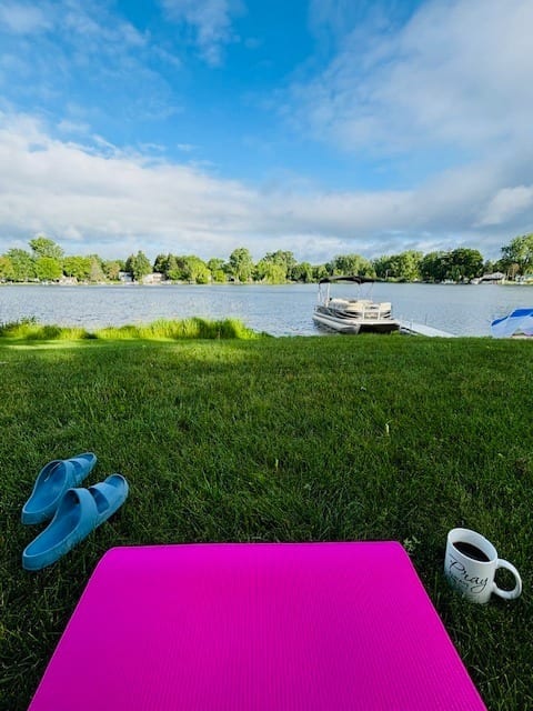 Yoga and coffee on the hill in the morning is very peaceful. 