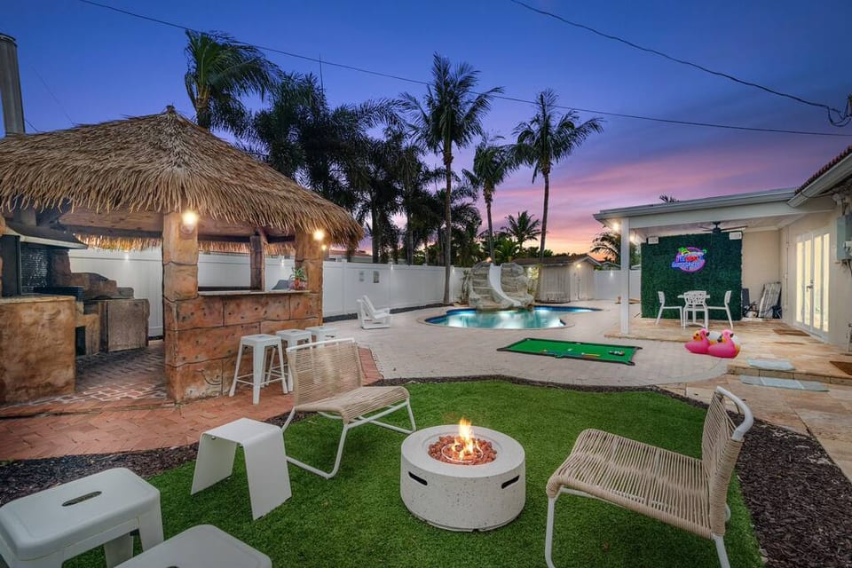 Poolside vibes, firepit flickers, tiki bar delights, music in the air, and perfect weather – where every moment feels like a vacation dream. #ParadiseFound
