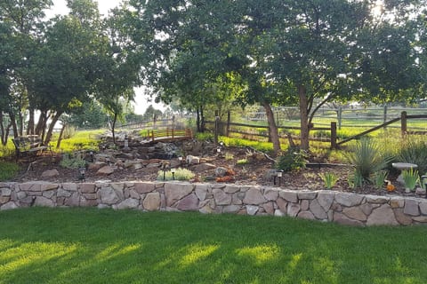 Peaceful and relaxing large backyard with a seasonal waterfall