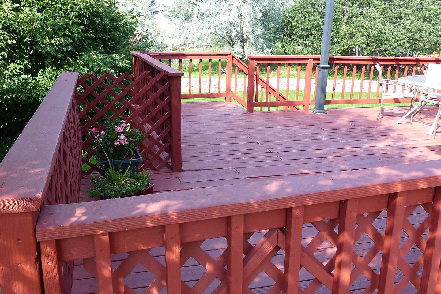 Access is thru the back deck, into the yard to the downstairs private entrance. Please note-there is a brand new deck, so it looks different. 