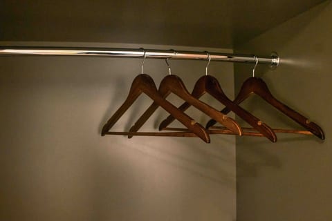 Organized and ready for guests! Our closet is stocked with complimentary hangers to keep your wardrobe in order during your stay. Feel free to make yourself at home and enjoy the convenience of a well-equipped space.