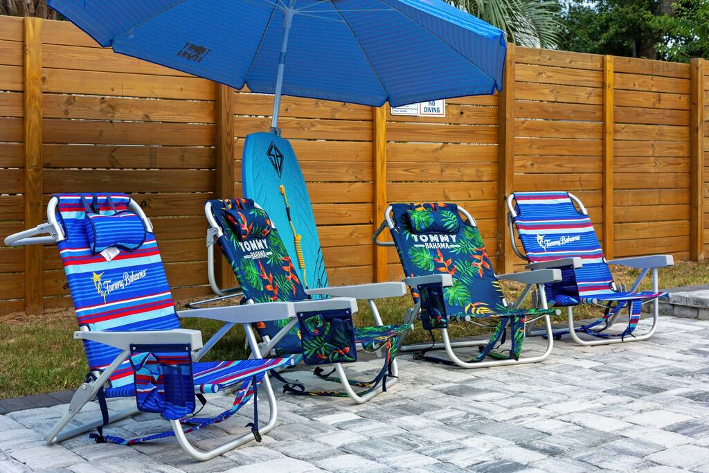 Beach gear included for your beach days. Stored in the Laundry / Pool Room