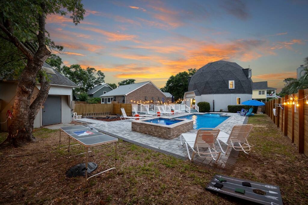 Backyard Games: Cornhole and Beerpong table can be setup in the backyard