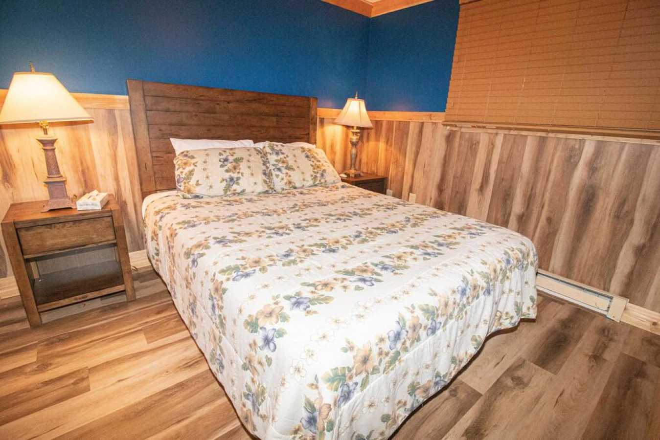 Queen-sized bed in bedroom