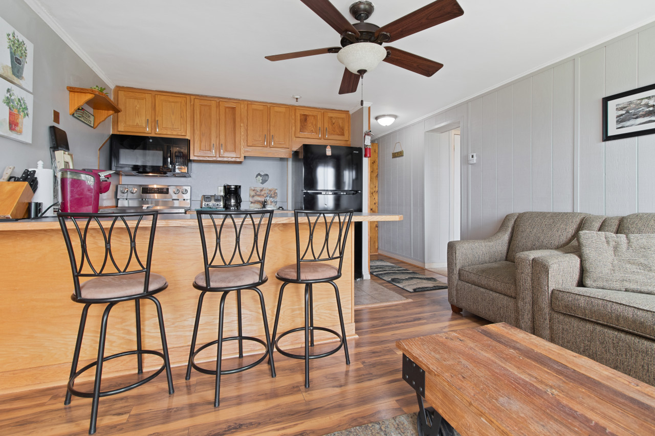 Barstools at kitchen island
