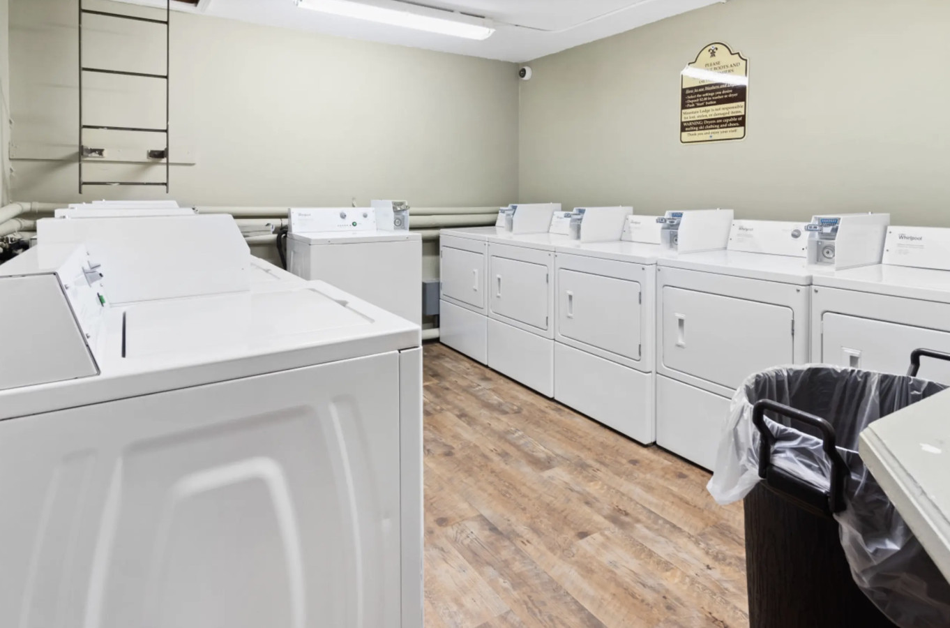 Coin operated washers and dryers on the 2nd & 3rd floors