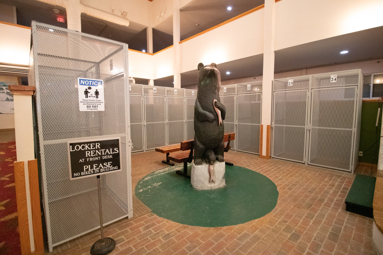 Ski/Bike cage lockers available for rent from the front desk