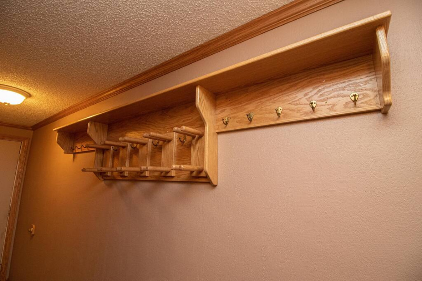 Ski rack and hooks to hang up your gear
