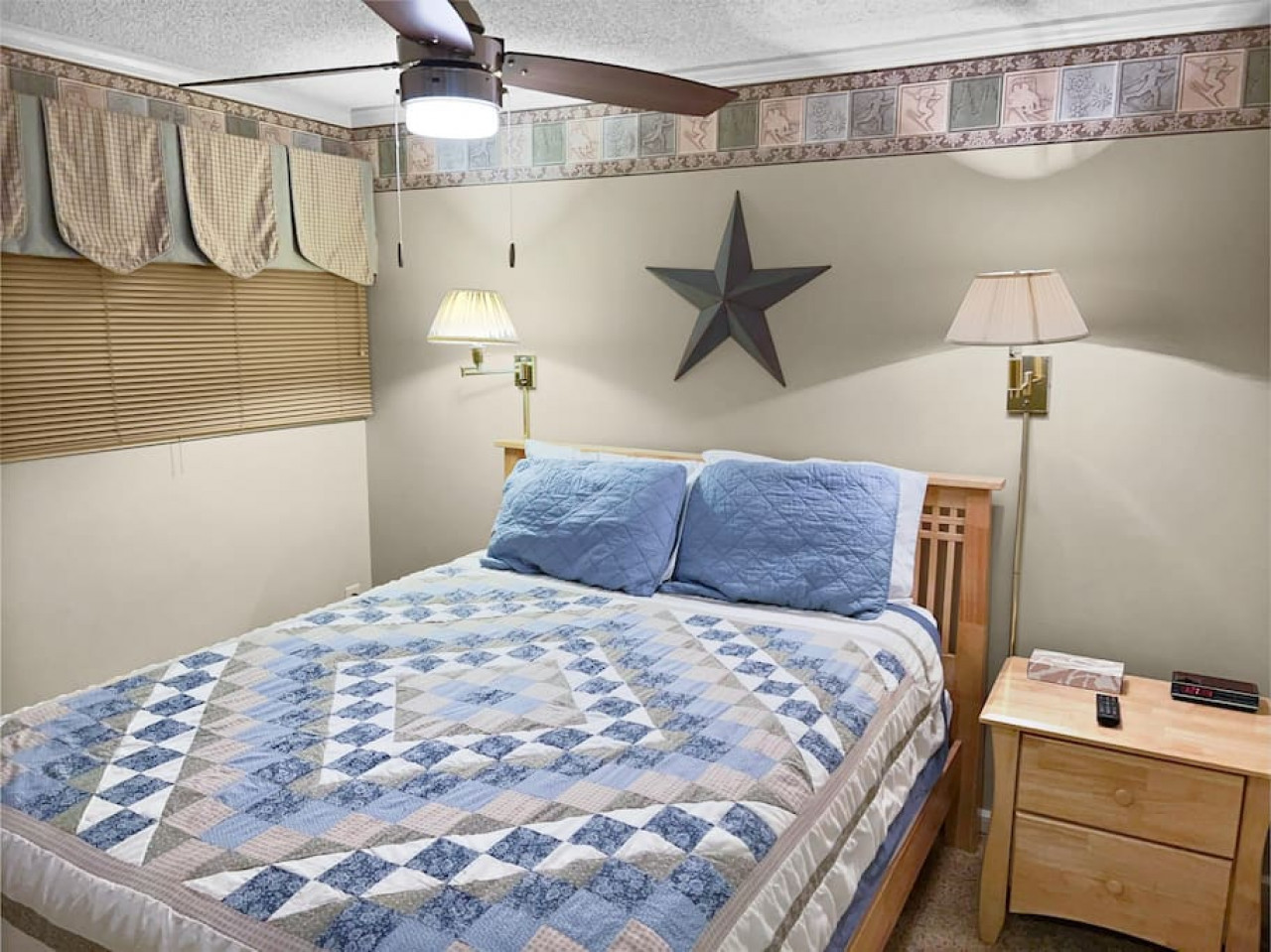 Queen-sized bed in 2nd bedroom; with ensuite bath