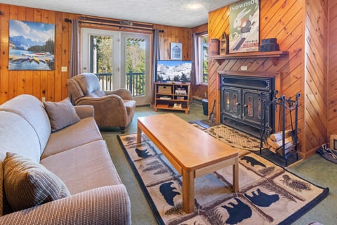 Cozy Living Room with wood fireplace