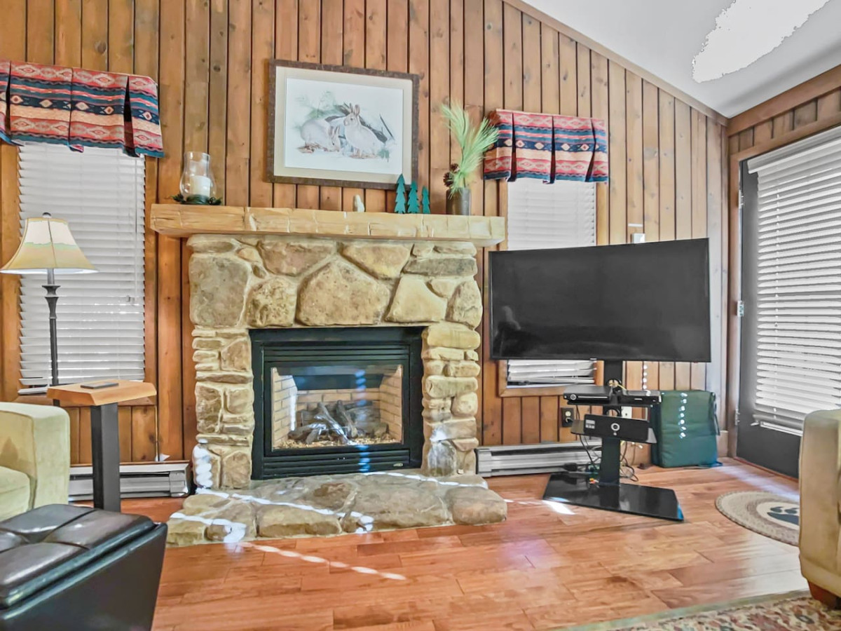 Gas fireplace and flat screen TV