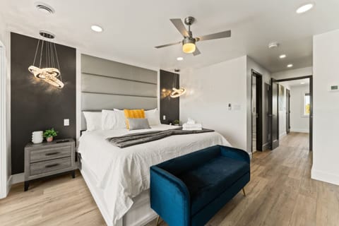 Crisp white walls create a serene retreat.