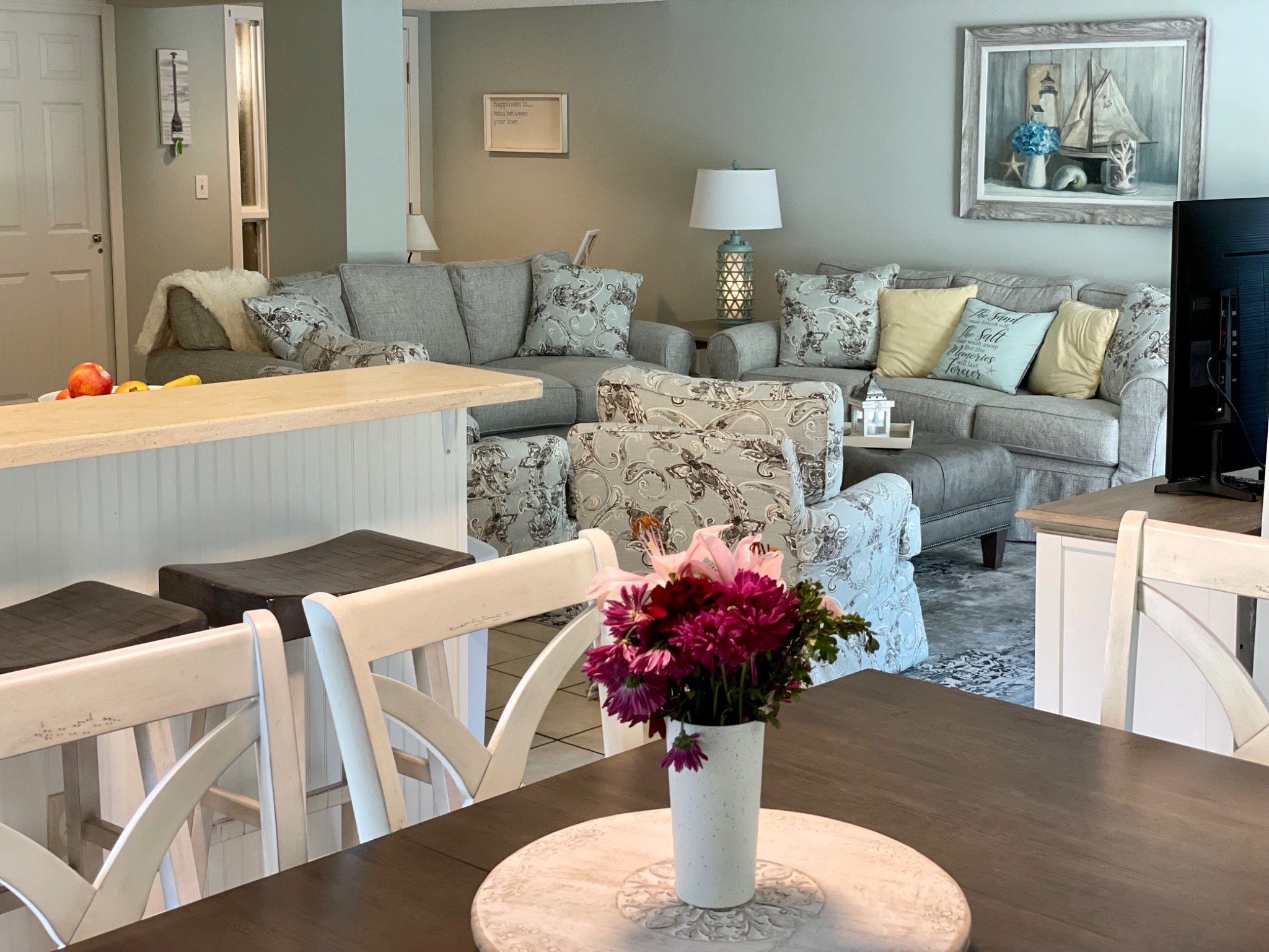 Looking into the living room from the dining room. Looking into the living room from the dining room. - Sea Pines at South Beach - Hilton Head Island