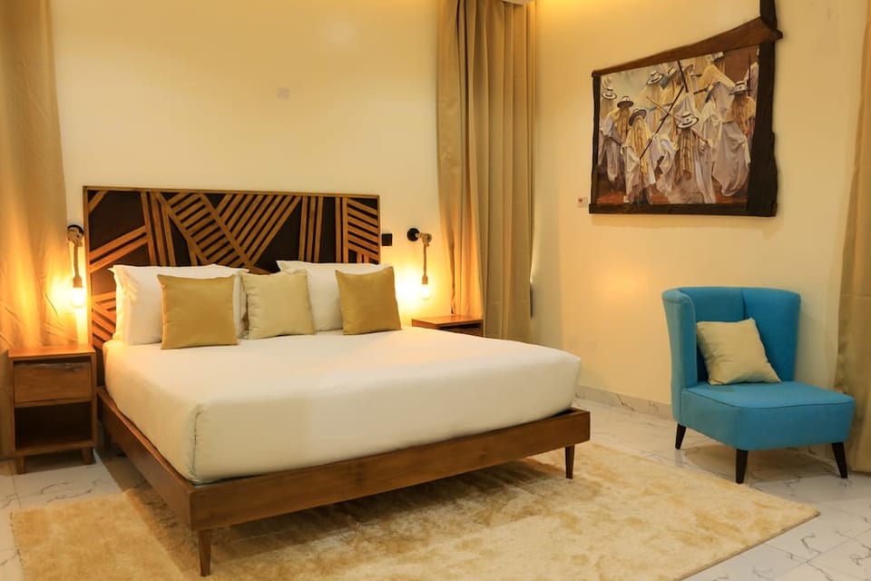 Experience blissful sleep in our serene bedroom retreat, where comfort meets tranquility.