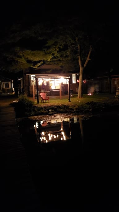 Warming glow of fire and lights
