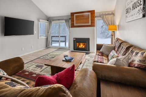 Cozy Great Room with Propane Fireplace — The perfect place to relax after a full day skiing Jay Peak’s legendary powder.