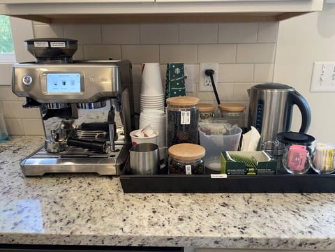 Our coffee and tea station Decaf coffee and tea also available for our guests.