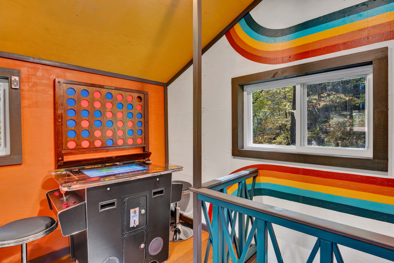 Challenge your friends to a game on the wall-mounted connect game or enjoy classic fun with the table arcade