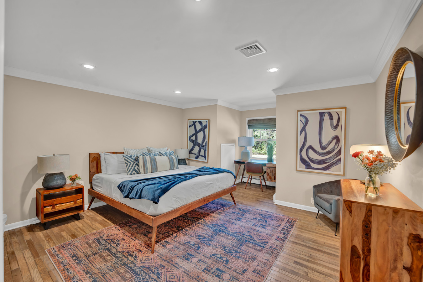 Welcome to King Bedroom 1 — a spacious, serene retreat with a king-sized bed for the ultimate comfort. Perfect for a restful night’s sleep.